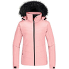 Chaqueta de esquí de impermeable cálida para mujeres con una gruesa chaqueta de invierno de capucha