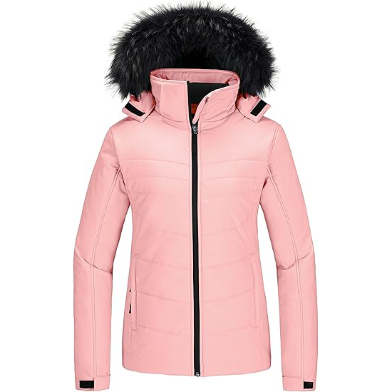 Chaqueta de esquí de impermeable cálida para mujeres con una gruesa chaqueta de invierno de capucha