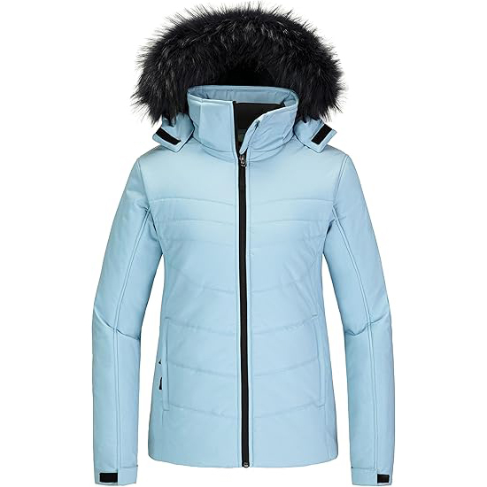 Chaqueta de esquí de impermeable cálida para mujeres con una gruesa chaqueta de invierno de capucha