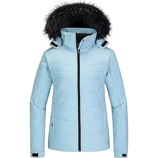 Chaqueta de esquí de impermeable cálida para mujeres con una gruesa chaqueta de invierno de capucha