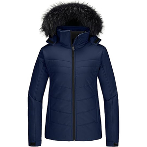 Chaqueta de esquí de impermeable cálida para mujeres con una gruesa chaqueta de invierno de capucha